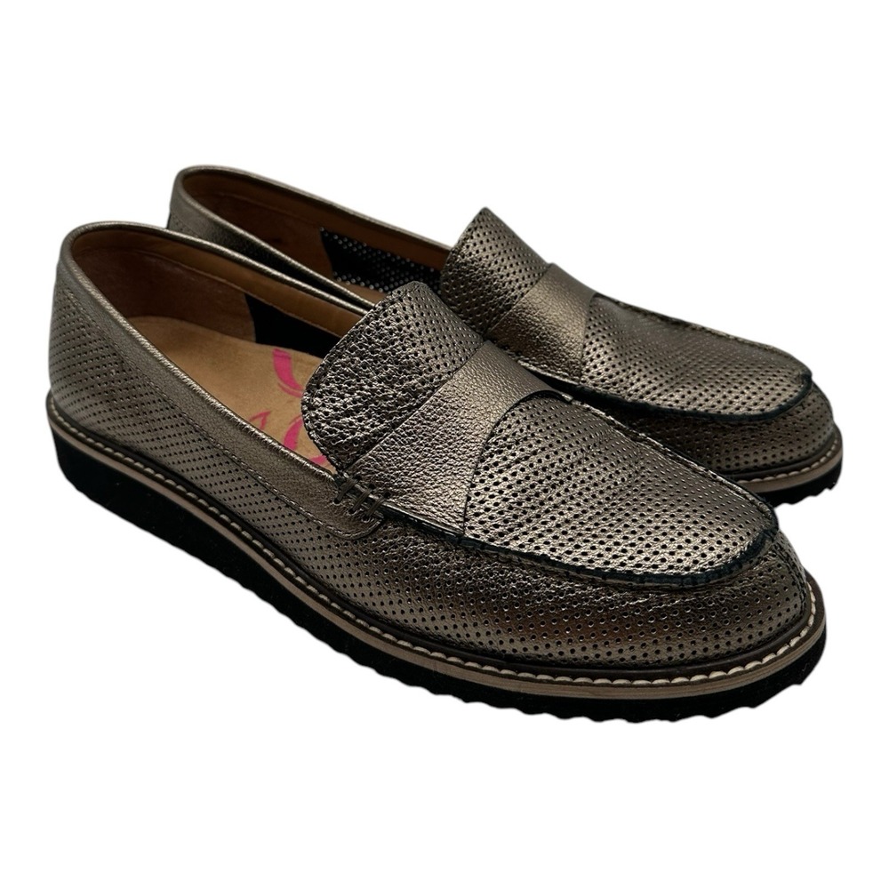 Comfortiva Align Laina Shoes Womens 10 M Gold Metallic Slip On Loafer Leather